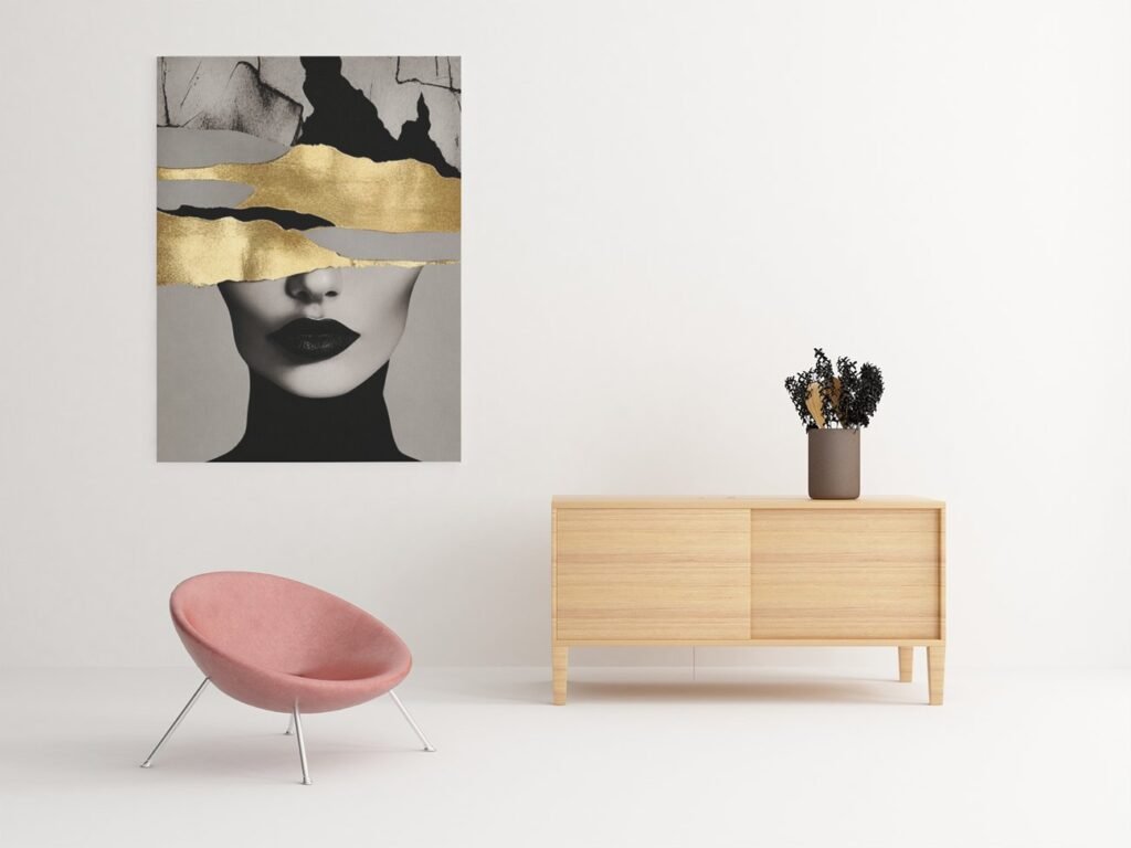 Gouden Vrouw Portret Canvas Schilderijen 75x100 cm