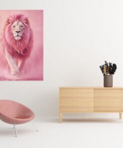 Roze Leeuw Canvas Schilderij 75x100 cm