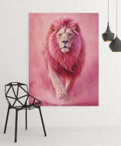 OSEFE 1008 premium canvas schilderij roze leeuw 100x75 cm c