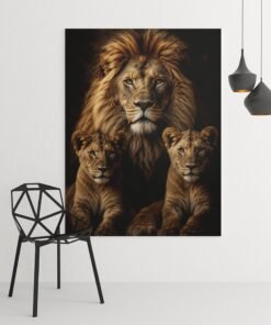 OSEFE 1009 premium canvas schilderij leeuwenfamilie wilde dieren wanddecoratie 100x75 cm b