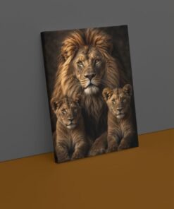 OSEFE 1009 premium canvas schilderij leeuwenfamilie wilde dieren wanddecoratie 100x75 cm c
