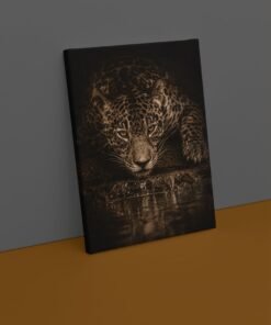 OSEFE 1010 premium canvas schilderij luipaard wilde dieren zwarte wanddecoratie 100x75 cm a