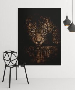 OSEFE 1010 premium canvas schilderij luipaard wilde dieren zwarte wanddecoratie 100x75 cm b