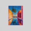 OSEFE 1011 premium canvas schilderij tropische poolscape moderne architectuur 100x75 cm