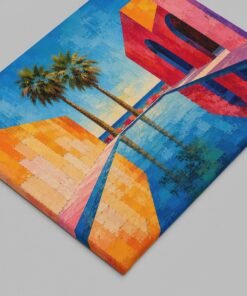 OSEFE 1012 premium canvas schilderij tropisch zwembad palmbomen moderne wanddecoratie 100x75 cm b