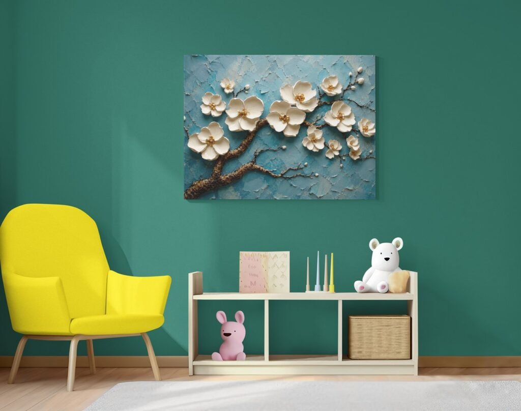Witte Bloesem Canvas Schilderij 100x75 cm 