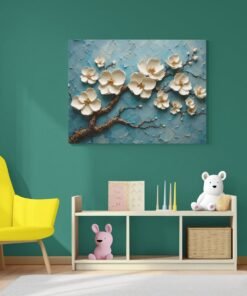 Witte Bloesem Canvas Schilderij 100x75 cm
