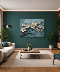 OSEFE 1016 premium canvas schilderij witte bloesem takken rustige wanddecoratie 100x75 cm c