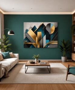 OSEFE 1017 premium canvas schilderij gouden geometrische vormen moderne wanddecoratie 100x75 cm d
