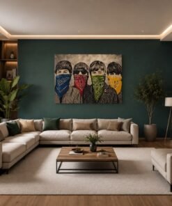 OSEFE 1021 premium canvas schilderij beatles pop art band portret 100x75 cm b