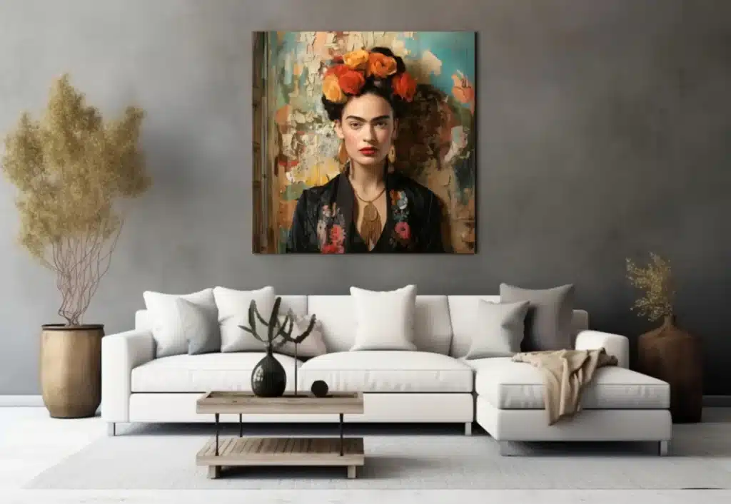 Glasschilderij Vierkant Vrouw met Bloemen