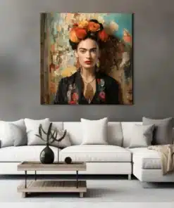 Glasschilderij Vierkant Vrouw met Bloemen