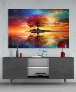 glasschilderij-kleurrijke-boom-bij-zonsondergang