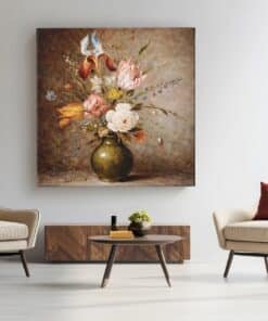 Klassiek Bloemen Stilleven Vierkant Schilderij
