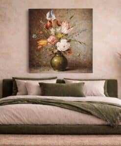 OEFE 1358 klassiek bloemen stilleven vierkant canvas schilderij c