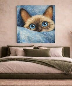 OEFE 1359 schattige kat grote ogen vierkant canvas schilderij c