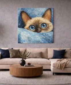 OEFE 1359 schattige kat grote ogen vierkant canvas schilderij d