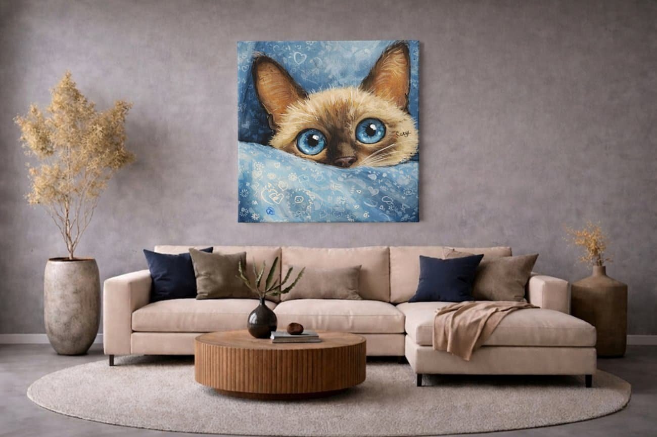 Vierkant Schilderij Schattige Kat - Afbeelding 5
