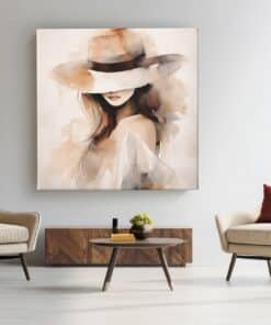 Minimalistische Vrouw Vierkant Schilderij