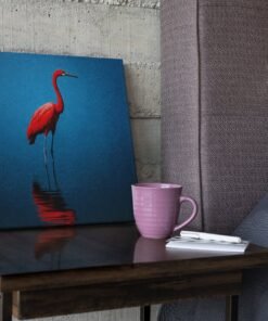Vierkant Canvas Schilderij Rode Kraanvogel - Afbeelding 3
