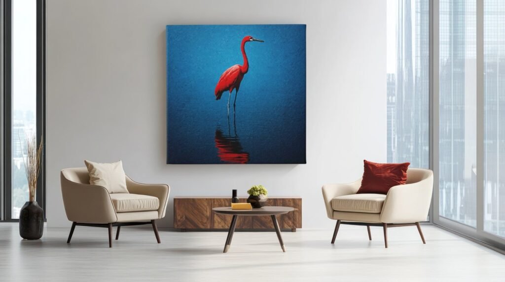 Vierkant Canvas Schilderij Flamingo