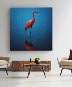 Vierkant Canvas Schilderij Flamingo