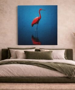 Vierkant Canvas Schilderij Rode Kraanvogel - Afbeelding 5