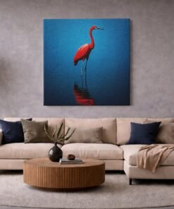 Vierkant Canvas Schilderij Rode Kraanvogel - Afbeelding 6