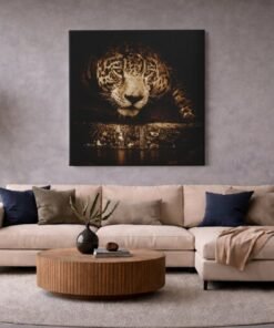 OEFE 1364 luipaard intense blik vierkant canvas schilderij e
