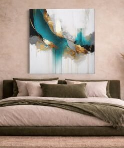 OEFE 1365 goud accenten abstract vierkant canvas schilderij b