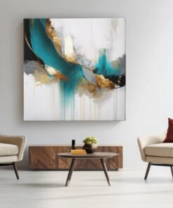 OEFE 1365 goud accenten abstract vierkant canvas schilderij c