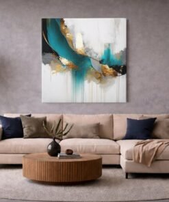 OEFE 1365 goud accenten abstract vierkant canvas schilderij d
