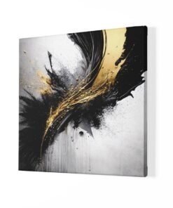 Alternative view of Goud Zwart Abstract Schilderij