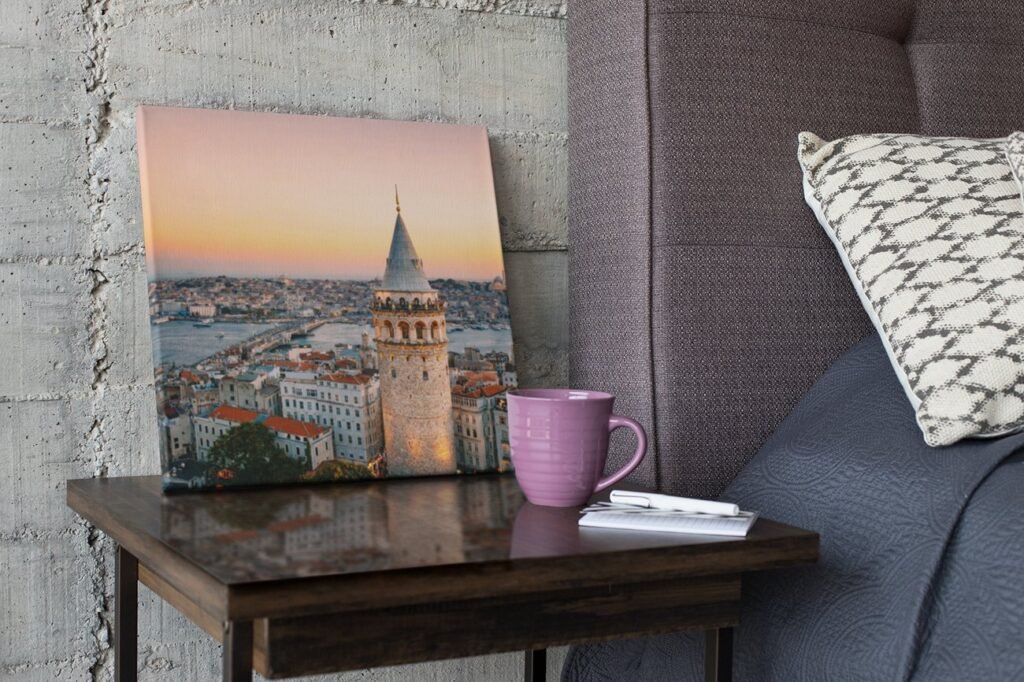 Istanbul Galata Toren Vierkant Schilderij