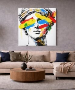 OEFE 1370 moderne pop art portret kleurrijk vierkant canvas schilderij e