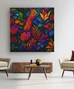 Vierkant Schilderij Tropische Bladeren