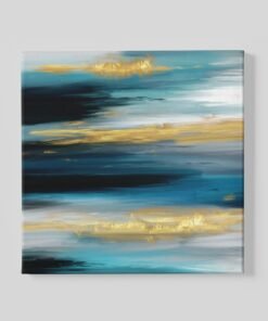 Abstract Blauw Goud Vierkant Schilderij