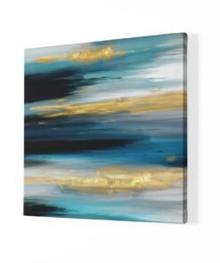 Alternative view of Abstract Blauw Goud Vierkant Schilderij