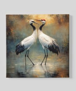Twee Kranen Liefde Vierkant Schilderij