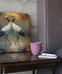 OLIVA 1376 twee kranen liefde vierkant canvas schilderij a