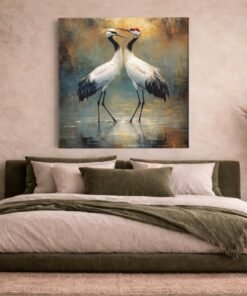 OLIVA 1376 twee kranen liefde vierkant canvas schilderij b