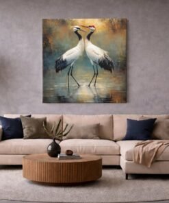 OLIVA 1376 twee kranen liefde vierkant canvas schilderij c