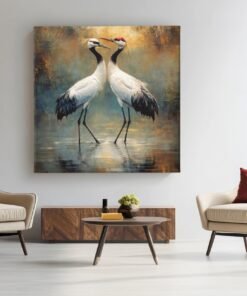 Twee Kranen Liefde Vierkant Schilderij