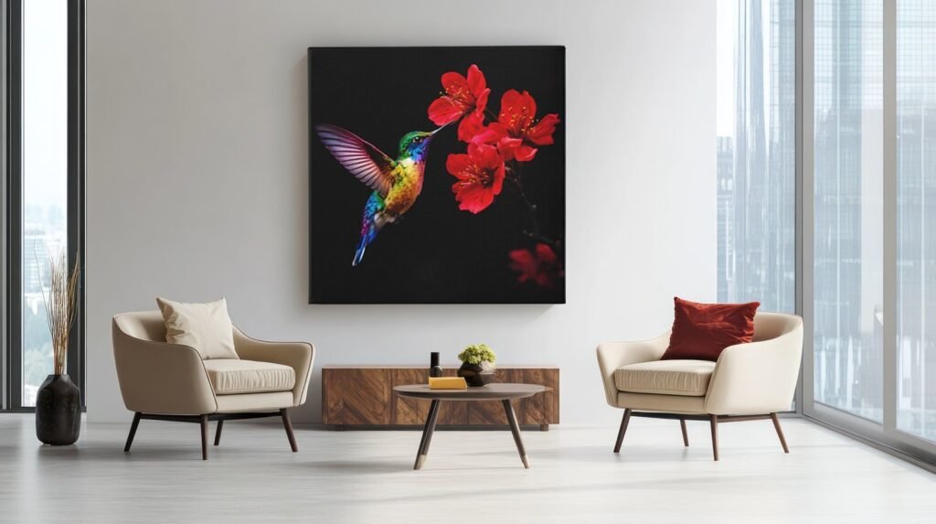 Kleurrijke kolibrie print Op Canvas