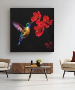 Kleurrijke kolibrie print Op Canvas