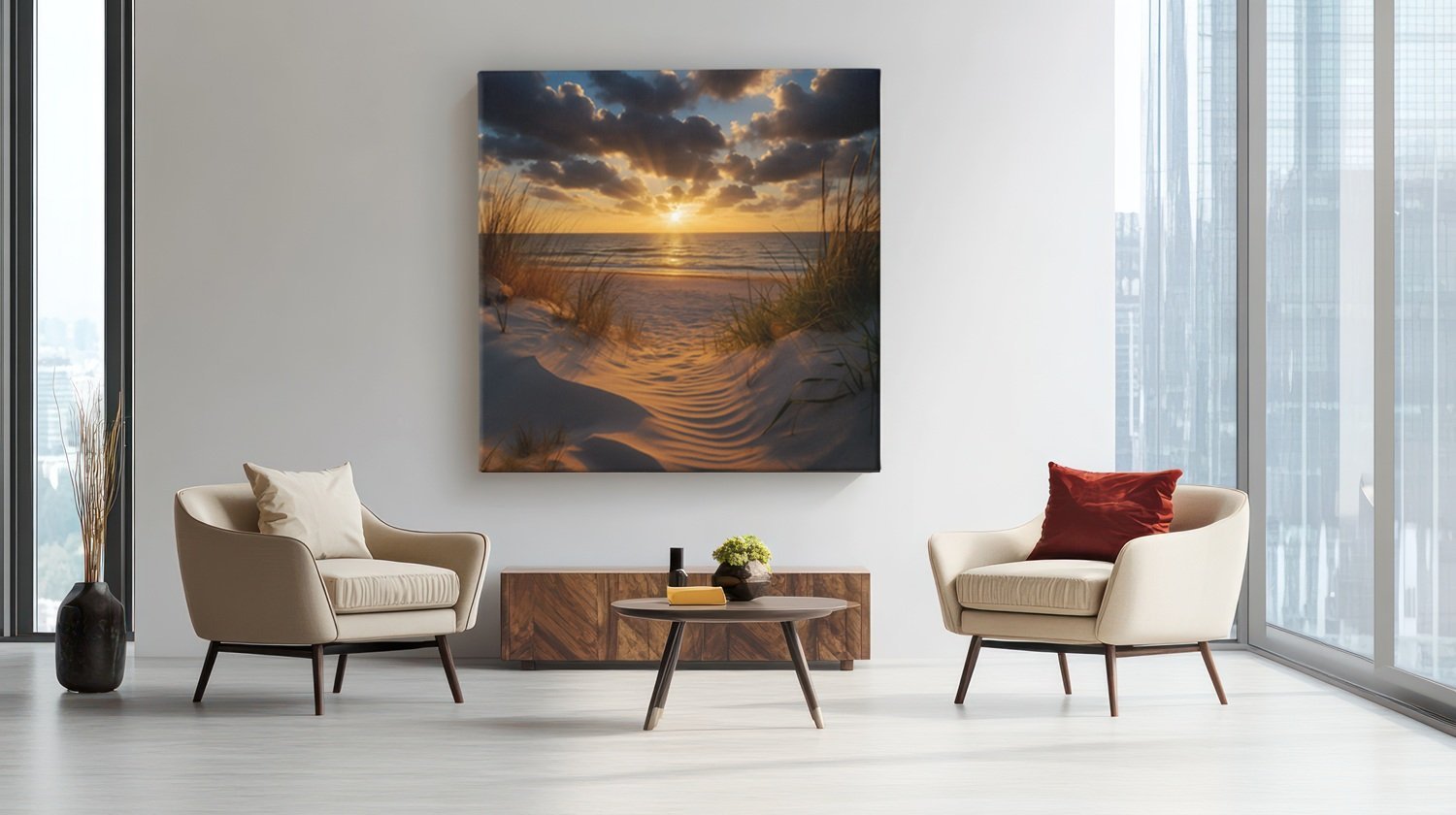 Zonsondergang Vierkant Wall Art