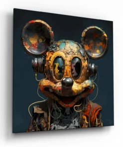 Cyber Mickey Glasschilderij