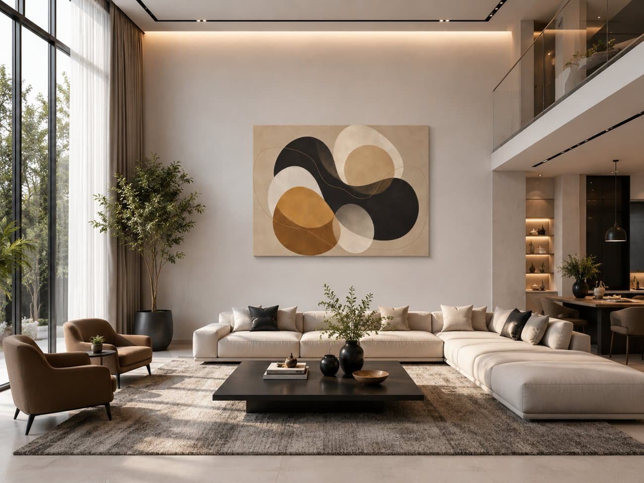 Abstracte Vormen Canvas Schilderij 100x75 cm