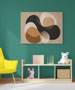 OSEFE 1022 canvas schilderij abstracte vormen beige zwart 100x70 cm c