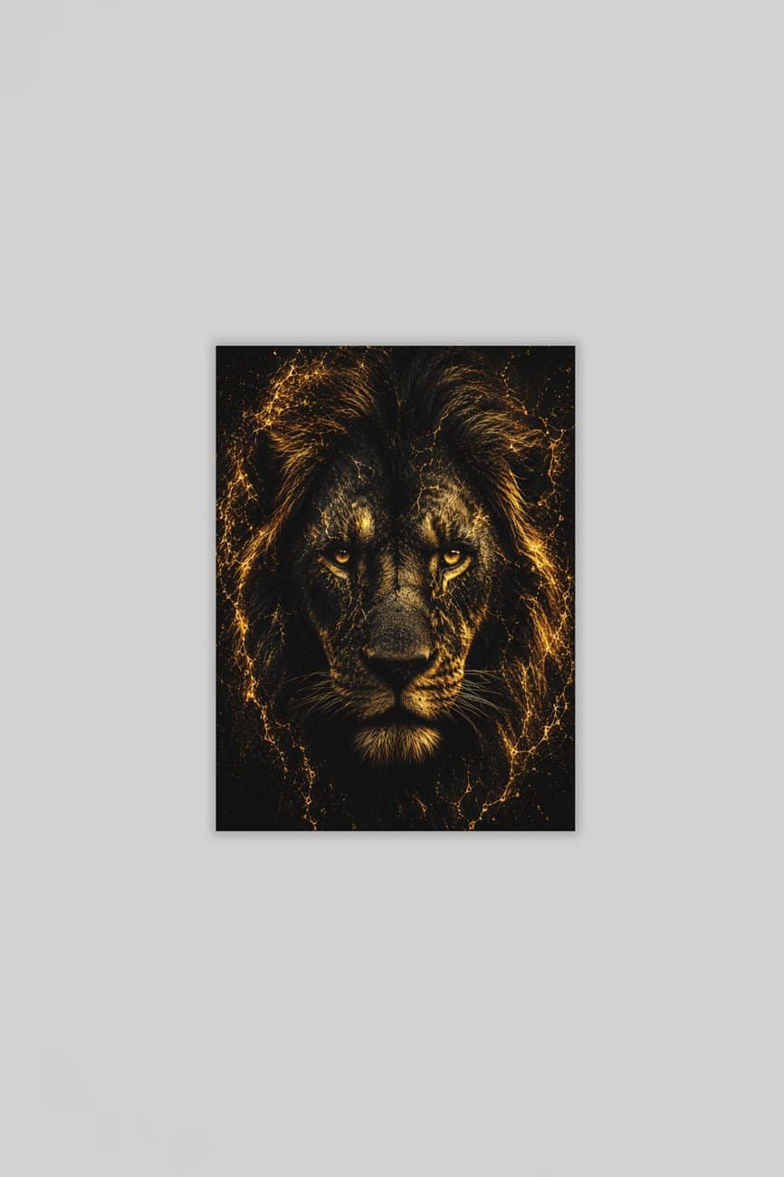 Gouden Leeuw Canvas Schilderij 75x100 cm